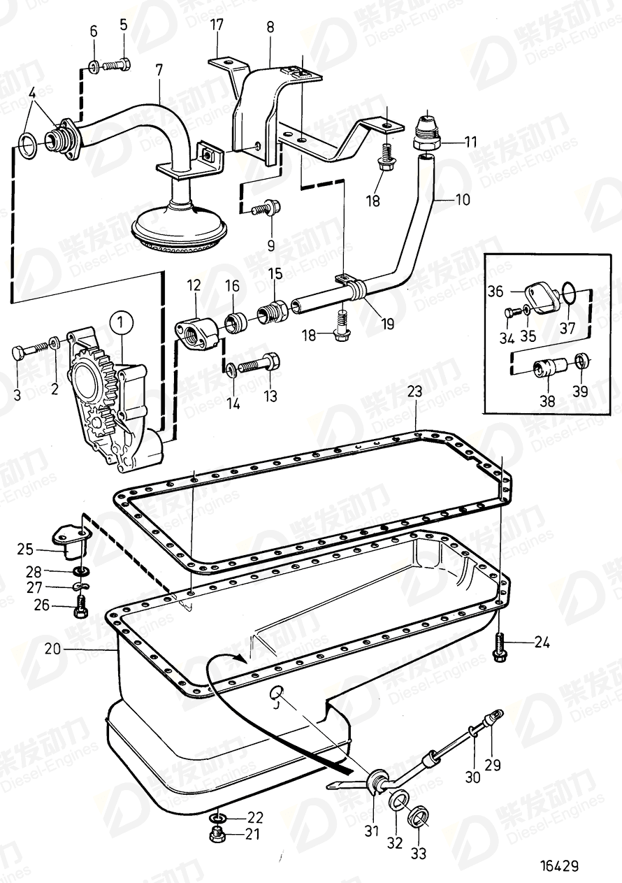 volvo penta Oil pump 470343 Drawing volvo penta Oil pump 470343 Drawing